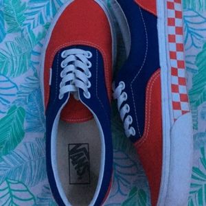 red and blue checkered vans